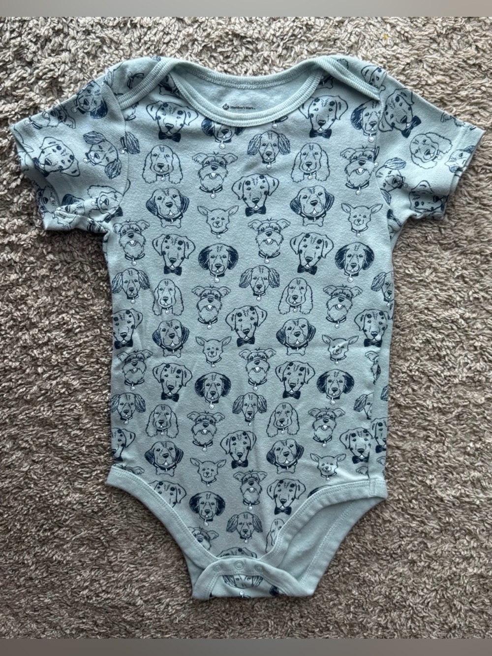 Member’s Mark Baby’s Favorite Bodysuit 24M Blue Dog Print Short Sleeve One Piece